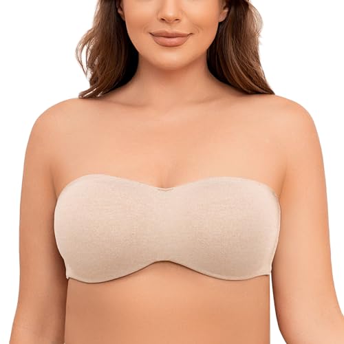 MELENECA Damen Minimizer Trägerloser BH mit Bügel mit Unsichtbar BH-Träger Hell Beige Heide 75E von MELENECA