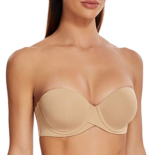 MELENECA Damen Push-Up Trägerlos BH - Bügel BH mit geformte Cups Mandel 70D von MELENECA