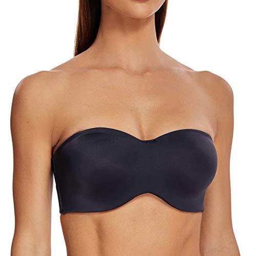 MELENECA Damen Trägerloser BH - Bügel,Ohne Einlagen,Große Größe Minimizer Bandeau BH Navy Blue 80E von MELENECA