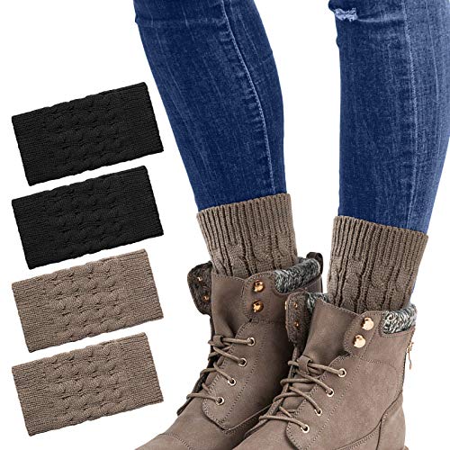 MELLIEX 2 Paare Damen Beinstulpen Winter Warme Kurze Beinwärmer Gestrickte Bein Wärmer Legwarmer für Damen Mädchen von MELLIEX