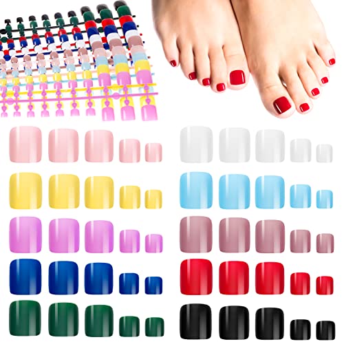 MELLIEX 240 Stück Künstlich Fußnägel zum Aufkleben, 12 Größen Einfarbige Falsche Zehennägel, Full Cover Acryl Fußnägel Tips Set für Frauen Mädchen Nagelstudios Nagelkunst DIY von MELLIEX