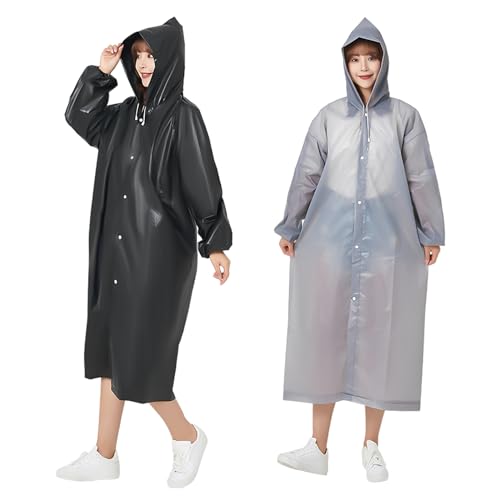 2-teiliger Regenmantel, wasserdichter Regenmantel für Erwachsene, Regenponcho mit Kapuze, Outdoor-Regenausrüstung, Unisex, wiederverwendbarer leichter Regenmantel, geeignet für Camping, Wandern. von MEMOFYND