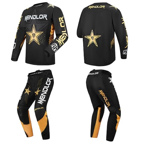 MENDLOR Motocross-Trikot, Hose für Herren und Damen, Dirtbike-Ausrüstung, Rennbekleidung, Enduro, MX-Radsport, Offroad-Reitanzug für Erwachsene, Schwarz Gold, Jersey XXXL Pants 40 MENDLOR Motocross-Trikot, Hose für Herren und Damen, Dirtbike-Ausrüstung, Rennbekleidung, Enduro, MX-Radsport, Offroad-Reitanzug für Erwachsene, Schwarz Gold, Jersey XXXL Pants 40 von MENDLOR