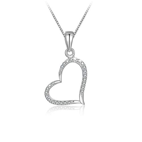 MENDOZZA Herz Kette 925er Sterling Silber Damen-Kette Herzchen Anhänger Silber 50 cm von MENDOZZA