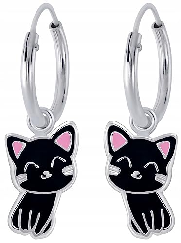 MENNICA BYDGOSKA - Ohrringe Silber 925 Mädchen - Ohrstecker mit Katze für Mädchen Kinder-Ohrringe Nickelfrei - Geschenk für Mädchen Geburtstag Kindertag von MENNICA BYDGOSKA