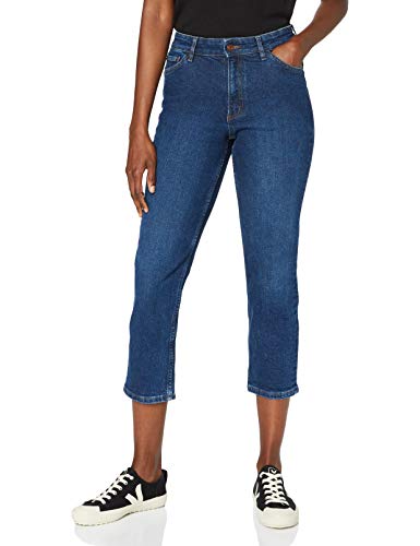 MERAKI Damen Kurz Geschnittene Slim Fit Jeans mit Mittlerem Bund, Indigo, 36W / 32L von MERAKI