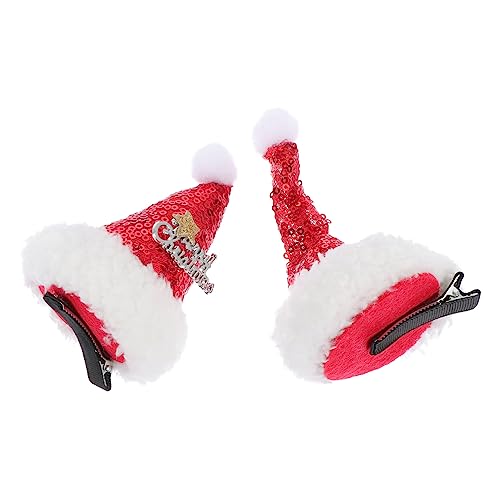 MERRYHAPY 2 Stück Weihnachtsmütze Clip Pom Pom Weihnachten Haarspange Weihnachten Kopfbedeckung Mini Weihnachtsmütze Haarspangen Dekor Weihnachtsschmuck Weihnachtsdekoration Mini von MERRYHAPY