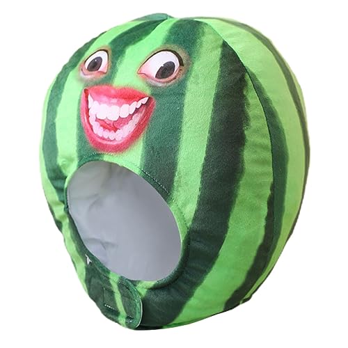 MERRYHAPY Wassermelonen-kopfschmuck Karnevalspartyhut Dekorativer Wassermelonenhut Fruchtkappen Fotoautomaten-requisiten Kostümzubehör Essen-kostüme-kappe Kleidung Plüsch Sand Skulptur von MERRYHAPY