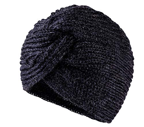 MFAZ Morefaz Ltd Damen Chemo Turban Twist Hut Mohair Wolle für Krebs Kopfbedeckung Headwrap Strickmütze Schals (Dark Grey) von MFAZ Morefaz Ltd