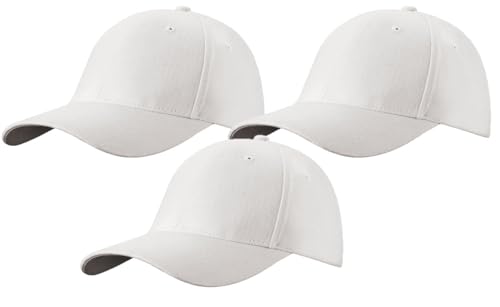 MFAZ Morefaz Ltd Set 3X Herren Baseballkappe Cap Verstellbarer Riemen Baseball Mütze (DE/NL/SE/PL, Alphanumerisch, M, XL, White) von MFAZ Morefaz Ltd