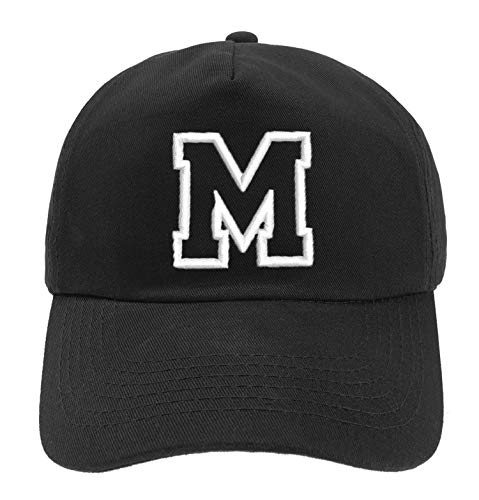 Unisex Jungen Mädchen Mütze Baseball Cap Schwarz Hut Kinder Kappe Alphabet A-Z (M) von MFAZ Morefaz Ltd