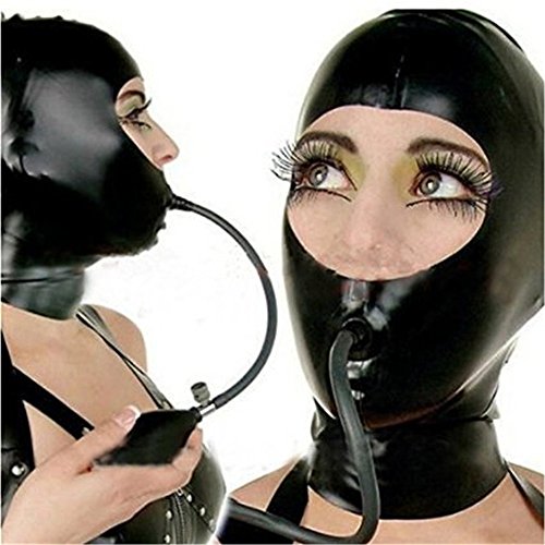 MFMYEE 100% SM Latex Maske Gummi FetischLatex-Kapuze,handgefertigte Gummimaske für Catsuit, schöne Mädchen-Clubkleidung Kostüme Ball Cosplay von MFMYEE