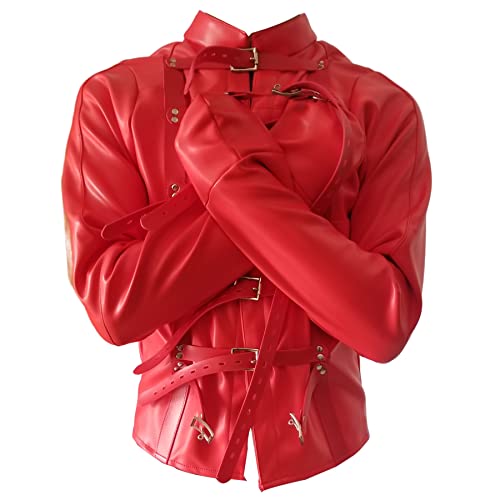 MFMYEE BDSM Bondage Leder Erotik Dessous Zwangsjacke Erwachsene Spielzeug Produkte Porno-Cosplay(rot) (as3, alpha, l, regular, regular) von MFMYEE