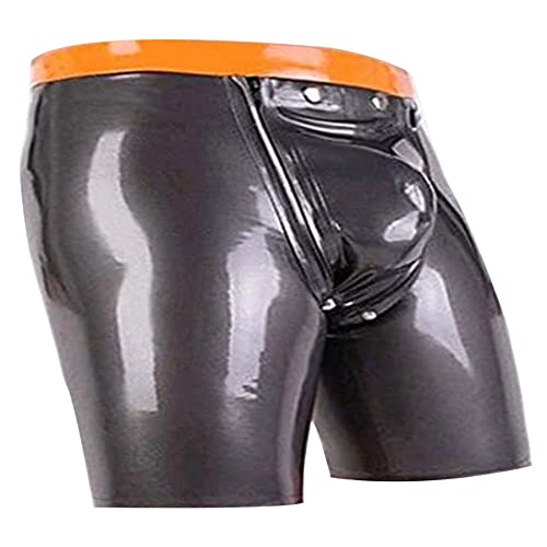 MFMYEE BDSM Männer Schwarzer Reißverschluss Handmade gespleißt Latex Fetisch Exotische männliche Unterwäsche Slips Shorts (as3, Alpha, l, x_l, Regular, Regular) von MFMYEE