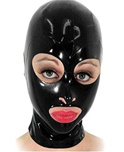 MFMYEE Bondage Latex maske,BDSM-maske Fetisch Kopfhaube Latex Cosplay Reißverschluss hinten,Offene Augen Mund Gesichtsabdeckung von MFMYEE