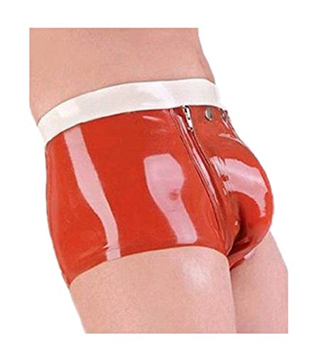 MFMYEE Sexy Latex Herren Slip Gummi Shorts Unterwäsche （Hosenreißverschluss） (2XL) von MFMYEE