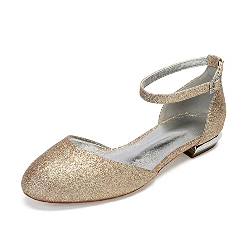 MGEM Damen Ballerinas Runde Zehen Knöchelriemen Flache Brautschuhe Hochzeitschuhe,Champagne,43 EU MGEM Damen Ballerinas Runde Zehen Knöchelriemen Flache Brautschuhe Hochzeitschuhe,Champagne,43 EU von MGEM