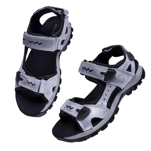 MGGMOKAY Damen Sportliche Sandalen Offene Zehe Wandern Outdoor Sandalen Sport Casual Strand Sandalen,Silber,41 von MGGMOKAY