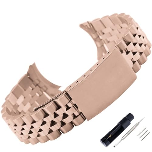 MGHN 18 19 20 21 22 mm Breite Voll-Edelstahl-Schnellverschluss-Uhrenarmband mit gebogenem Ende und Werkzeug (Color : Rose gold, Size : 13mm) von MGHN