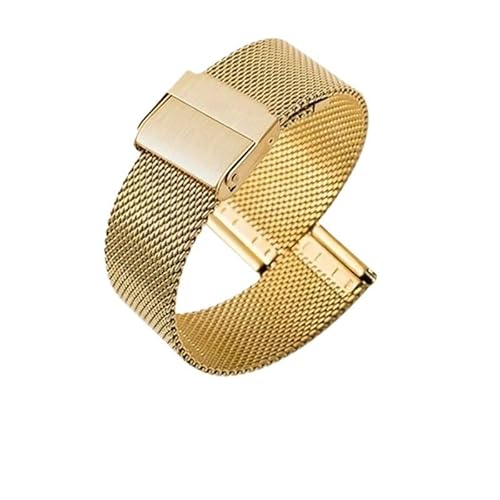 MGHN 18 20 22 24mm Quick Release Edelstahl Uhrenarmband for Frauen Männer Universal Armband Uhr Zubehör Mit Werkzeug(Color:Gold,Size:18mm) von MGHN