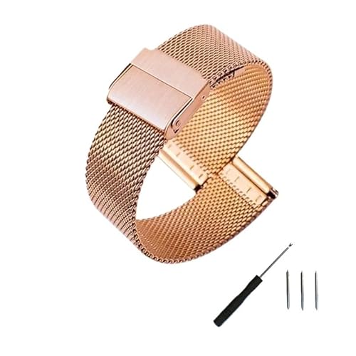 MGHN 18 20 22 24mm Quick Release Edelstahl Uhrenarmband for Frauen Männer Universal Armband Uhr Zubehör Mit Werkzeug(Color:Rose Gold,Size:20mm) von MGHN