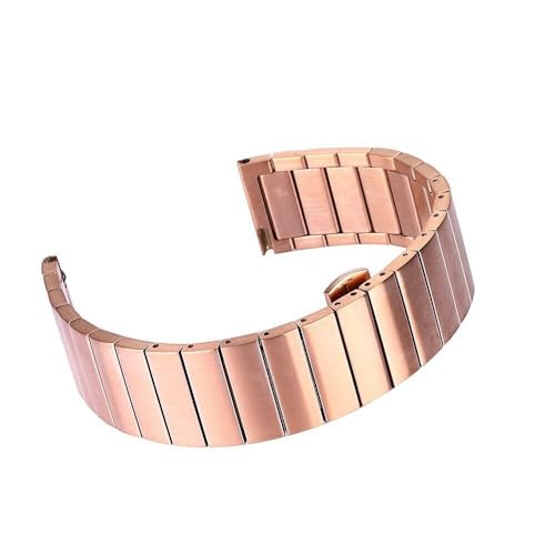 MGHN 18 20 22 mm Schnellverschluss-Edelstahl-Armband, Universalarmband mit Doppeldruck-Schmetterlingsknopf(Color:Rose gold,Size:16mm) von MGHN