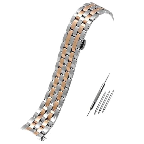 MGHN 18MM 20MM 22MM Edelstahl-Armband for Herren und Damen, gebogenes Schnellverschluss-Armband(Color:5silver-rose gold,Size:18mm) von MGHN