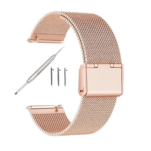 MGHN 18mm 20mm 22mm 24mm Breite Schnellverschluss Voll Edelstahl Armband Armbanduhr Universal Flachkopf Uhrenarmband Zubehör (Color : Rose goldC, Size : 20mm) von MGHN