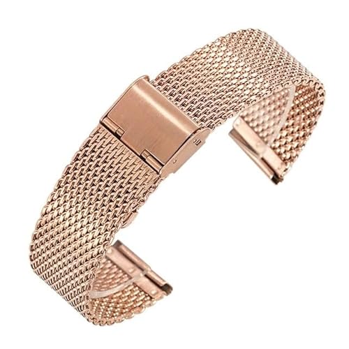 MGHN 18mm 20mm 22mm 24mm Edelstahl Mesh Band Armbanduhr Riemen Armband for Männer Frauen Universal Armbanduhr(Color:Rose Gold,Size:18mm) von MGHN