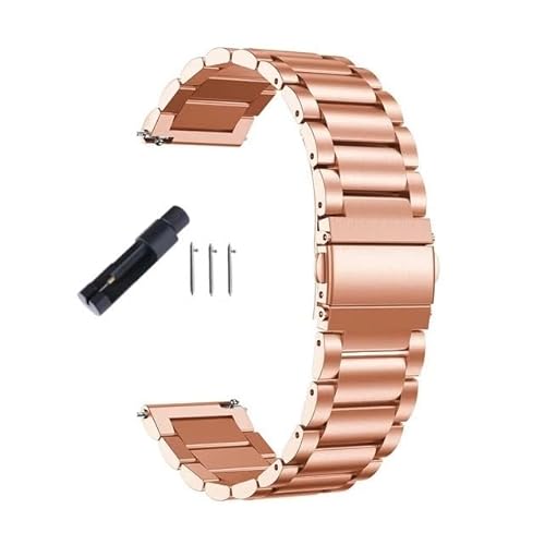 MGHN 20mm 22mm Quick Release Edelstahl Uhrenarmband Metall Faltschließe Uhrenzubehör Ersatz Armbanduhr Band(Color:Rose Gold,Size:20mm) von MGHN