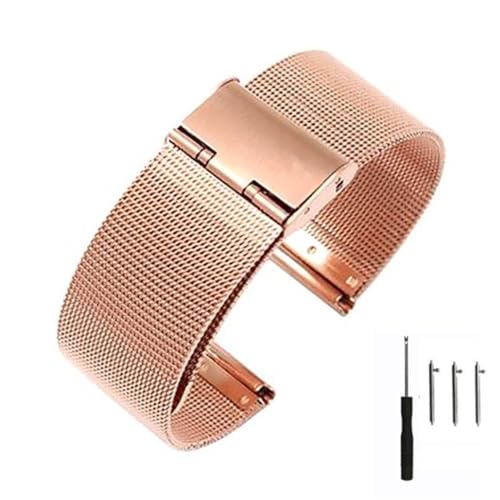 MGHN 22 mm 20 mm Schnellverschluss-Uhrenarmband aus Edelstahl mit Schnellverschluss, Ersatz-Uhrenarmband mit Werkzeug (Color : Rose Gold, Size : 20mm) von MGHN