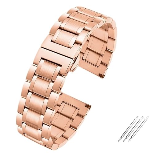 MGHN Arc Edelstahl-Uhrenarmband, Schnellverschluss-Armband for Herren, 19 mm, 20 mm, Smart-Sportarmband(Rose gold,19mm) von MGHN