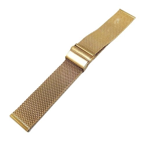 MGHN Edelstahl-Armband, 12/14/16/18/20/22 mm, Schnellverschluss, universelles Herren- und Damen-Edelstahlarmband, Mesh-Ersatz-Uhrenarmband(Gold,12mm) von MGHN