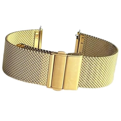 MGHN Edelstahl-Armband, 16/18/20/22 mm, Edelstahlband, Faltschließe, Armband for Herren und Damen, Metall-Ersatzband, Uhrenzubehör(Gold,16mm) von MGHN