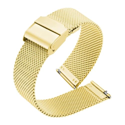 MGHN Edelstahl-Armband mit Schnellverschluss, 10/12/14/16/18/19/20/21/22 mm, Mesh, for Herren und Damen, Metall, for Ersetzen des Uhrenarmbands(Gold,14mm) von MGHN