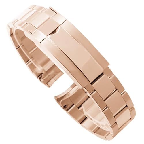 MGHN Edelstahl Uhr Armband Männer Frauen Faltschließe Armband 20mm 21mm Luxus Business Band(Color:Middle polished-rose,Size:20mm) von MGHN