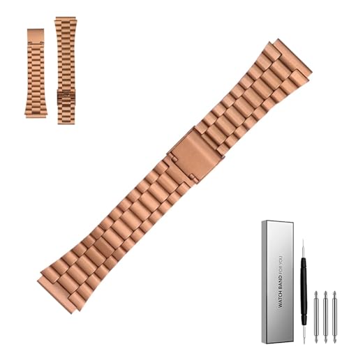 MGHN Edelstahl-Uhrenarmband, 18 mm, Metallarmband, Schnellverschluss, Sportarmband, Ersatzarmband(Color:Rose gold A) von MGHN