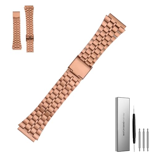 MGHN Edelstahl-Uhrenarmband, 18 mm, Metallarmband, Schnellverschluss, Sportarmband, Ersatzarmband(Color:Rose gold B) von MGHN