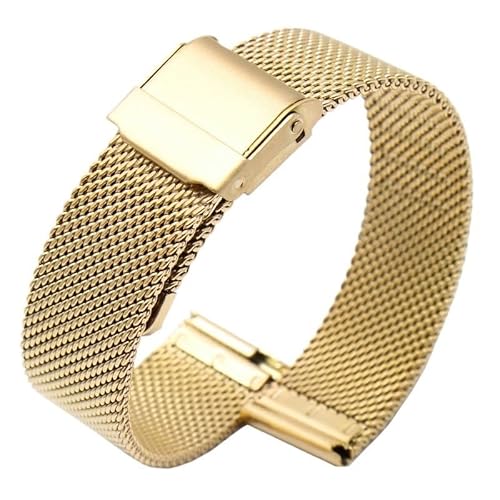 MGHN Edelstahl-Uhrenarmband 12 14 16 17 18 19 20 21 22 23 24 mm Herren Damen Universal-Uhrenarmband aus Stahl(Gold,14mm) von MGHN