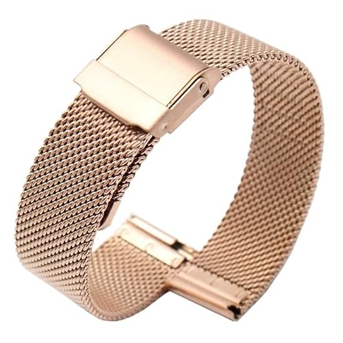 MGHN Edelstahl-Uhrenarmband 12 14 16 17 18 19 20 21 22 23 24 mm Herren Damen Universal-Uhrenarmband aus Stahl(Rose gold,12mm) von MGHN