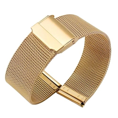 MGHN Edelstahl-Uhrenarmband MeshEdelstahl-Uhrenarmband for Männer und Frauen Präzisionsstahl-Uhrenarmband 20 mm(Gold,14mm) von MGHN