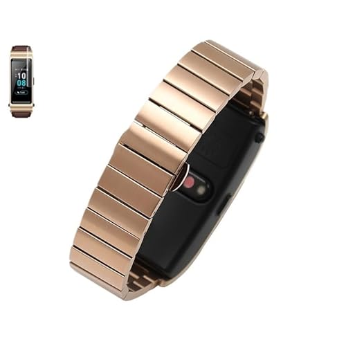 MGHN Edelstahlarmband, feines Stahlband, Smart-Sportuhrenarmband, Metallarmband, 16 mm, 18 mm(Rose gold,16mm) von MGHN