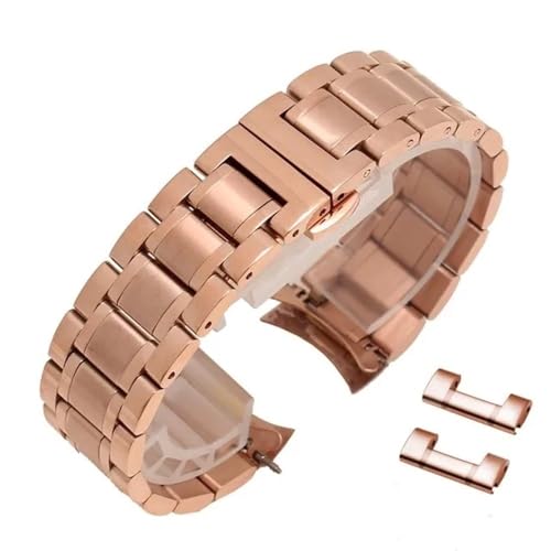 MGHN Gebogenes Ellenbogen- und Flachkopf-Doppelzweck-Edelstahlarmband, 12, 13, 14, 15, 16, 17, 18, 19, 20, 21, 22, 23, 24 mm Metallarmband(Color:Rose gold,Size:12mm) von MGHN