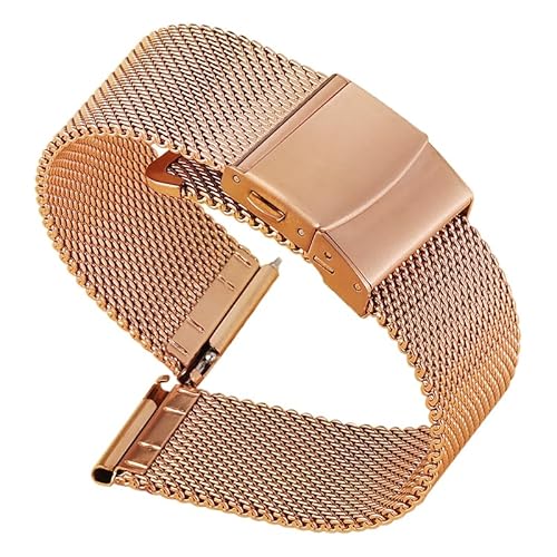 MGHN Mesh-Uhrenarmband Metallarmband Ersatzarmband Edelstahlarmband 18 20 22mm Band(Rose gold,18mm) von MGHN