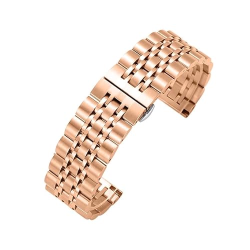 MGHN Universal Smartwatch Ersatz Armband Edelstahl Armband 20/22mm gebogene Ende Riemen(Color:Rose gold,Size:20mm) von MGHN