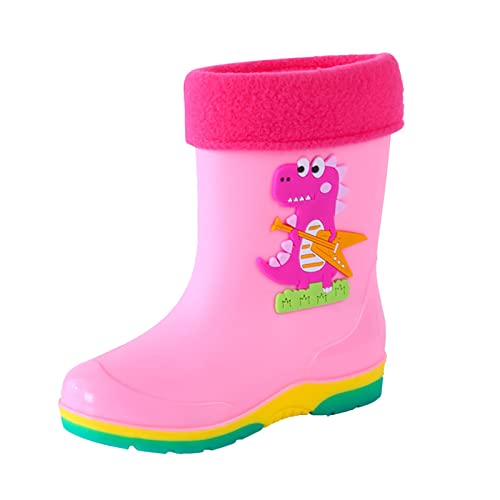 Gefütterte Regenstiefel Für Kinder Wasserdichte Rutschfest Regenstiefel Leicht Print Schlupfstiefel Schneestiefel Einfarbige Stiefeletten Soft Barfuss Schuhe Halbhoch Gelb Gummistiefel Outdoor von MGSFGlk