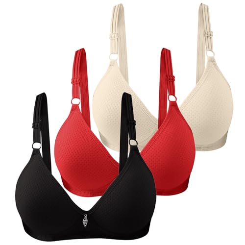 MGSFGlk 3er Pack BH Damen Ohne Bügel Push Up Große Brüste Bustier Bügelloser Comfit Underwear BH Klassische Super Bequemer BH mit Verstellbarem Sport-BHS für Damen Trainings Yoga Fitness Sport von MGSFGlk