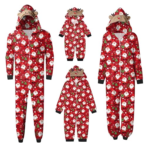 MGSFGlk Partner Pyjama 2er Set Für Paare Familien Pyjama Couple Christmas Pyjama Couple Bedruckte Partner Pyjama Lang Partnerlook Pärchen Rundhals Familie Weihnachten Pyjamas Cute Herren Damen Kinder von MGSFGlk