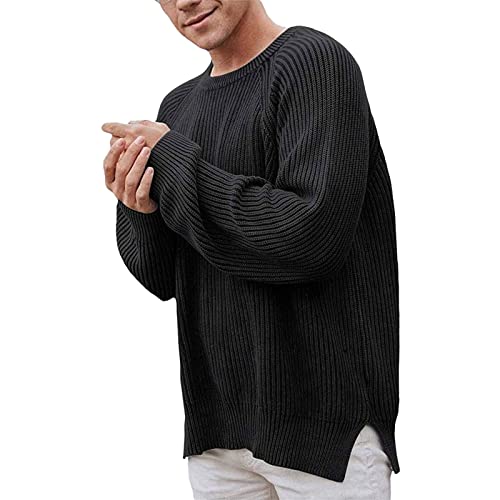 MGSFGlk Winterpullover Herren Longpullover Strick Longpullover Knitted Pullunder Leichter Wickelpullover Kurz Casual Herbst Outfit Langarm Weich Mode Pullover Elegant Oberteile Lässig Sweater von MGSFGlk