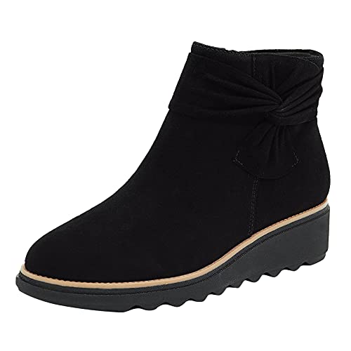 Stiefeletten Damen Stiefeletten Winddicht Halbstiefel Rutschfest Kurzstiefeletten Kurz Stiefelette Bequeme Winterstiefel Warme Schnürstiefeletten Damenstiefel Cute Keilstiefeletten Elegant Outdoor von MGSFGlk